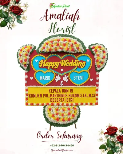 Karangan Papan Bunga Pernikahan di Keseneng